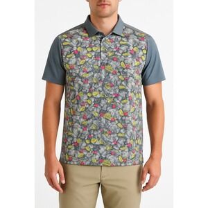 William Murray Men's XL Gray Animal Print Short Sleeve Golf Polo Shirt Holey One